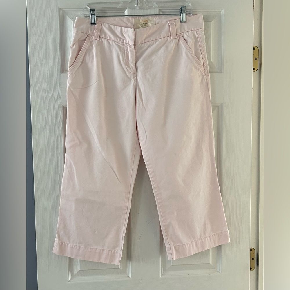 J. Crew Pale Pink Classic Twill Broken In Cropped Chino Pants Size 8